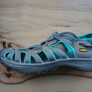 KEEN Whisper Water Sandals Granite Gray and Aqua VGUC Size 10